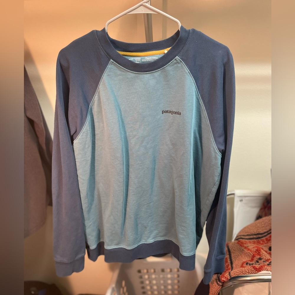 Patagonia Regular Fit Crew Neck Blue Mens Large Organic Fit Great Condition